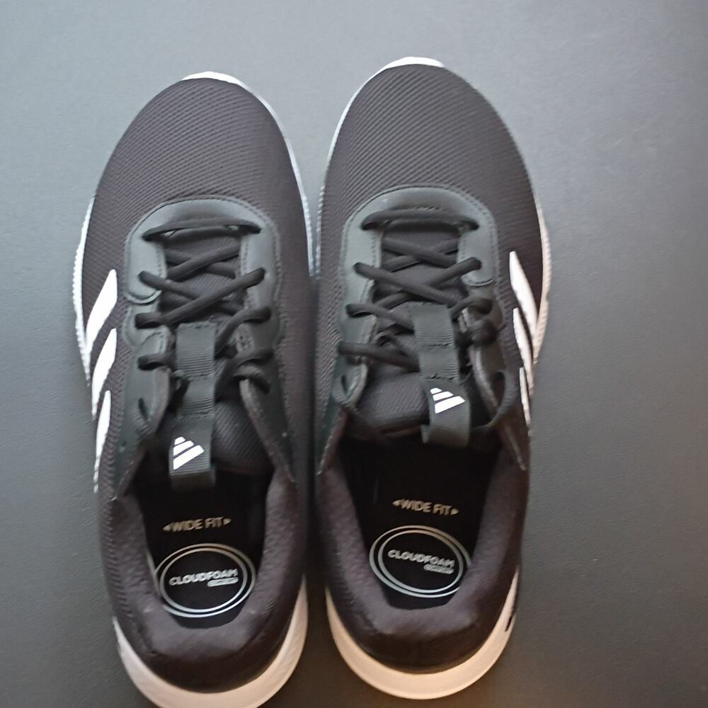 adidas Men’s Black/White Low Top Lace-Up Cloudfoam Comfort Wide Fit New